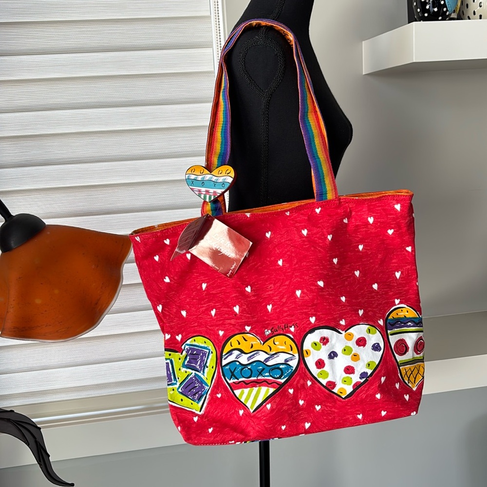 Sally Huss Love You Heart Large Red Tote Bag 
❤️💙💜💛💚